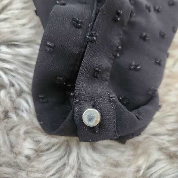 New York & Company Long Sleeve Sheer Black Swiss Dot Blouse Women's Size XS - Picture 5 of 12